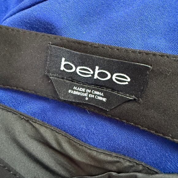 Bebe Black Deep V Sleeveless Mid Length Dress Sz 0 Double Zip Back Sexy Classic - Picture 6 of 6